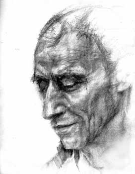 Das Bild zeigt ein gezeichnetes Portrait eines Mannes