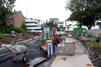 Baumaßnahmen für die neue Straße Zur Rhein-Sieg-Halle
