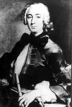 Ein schwarz-weiß Portrait von Johann Joachim Quantz