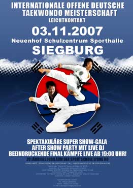 Das Werbeplakat zur Deutschen Taekwondo Meisterschaft in Siegburg