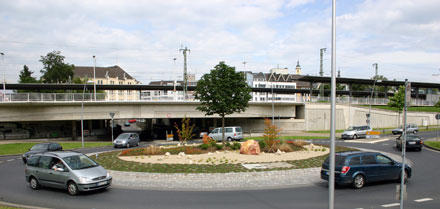Das Bild zeigt den Kreisverkehr Mahrstraße