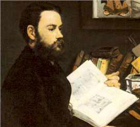 Das Bild zeigt Émile Zola auf einem Gemälde