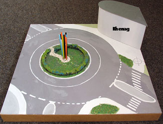 Das Bild zeigt das Modell zur Gestaltung des KreiselsWilhelm-Ostwald-Straße 
